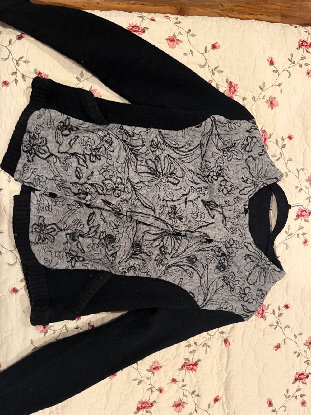 Women’s Black & Gray Floral Knit Jacket